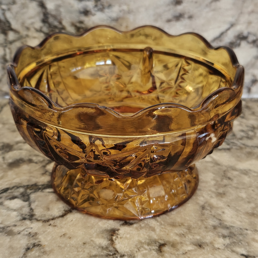 Amber Pressed Glass Fairy Lamp Base